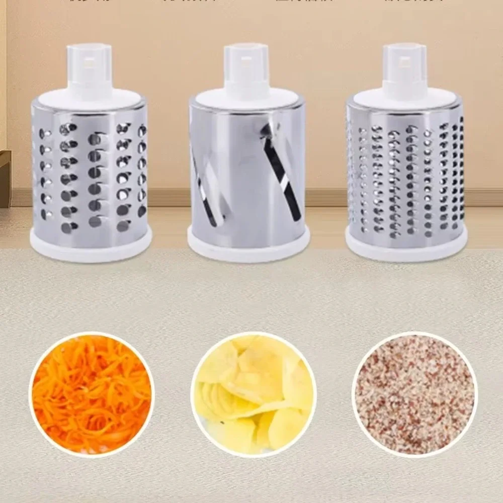 Manual Rotary Vegetable Cutter & Grater 3-Blade – Kitchen Food‎ Slicer, Green